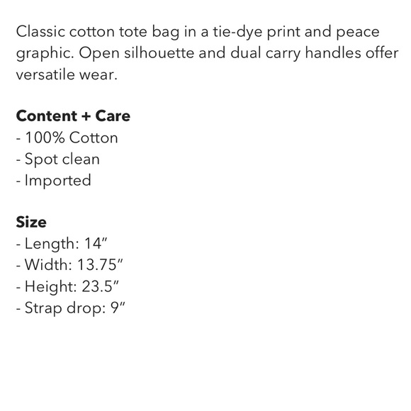 Anthropologie The Peace Tie Dye Tote Bag - Picture 3 of 6